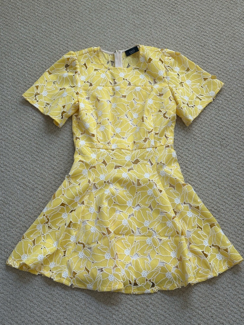 Vici Yellow Floral Lace Fit & Flare Mini Dress - Picture 4 of 7